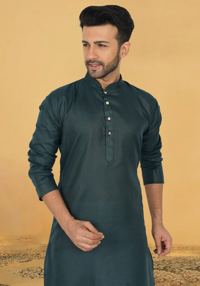 Black Solid Minimalist Cotton Kurta