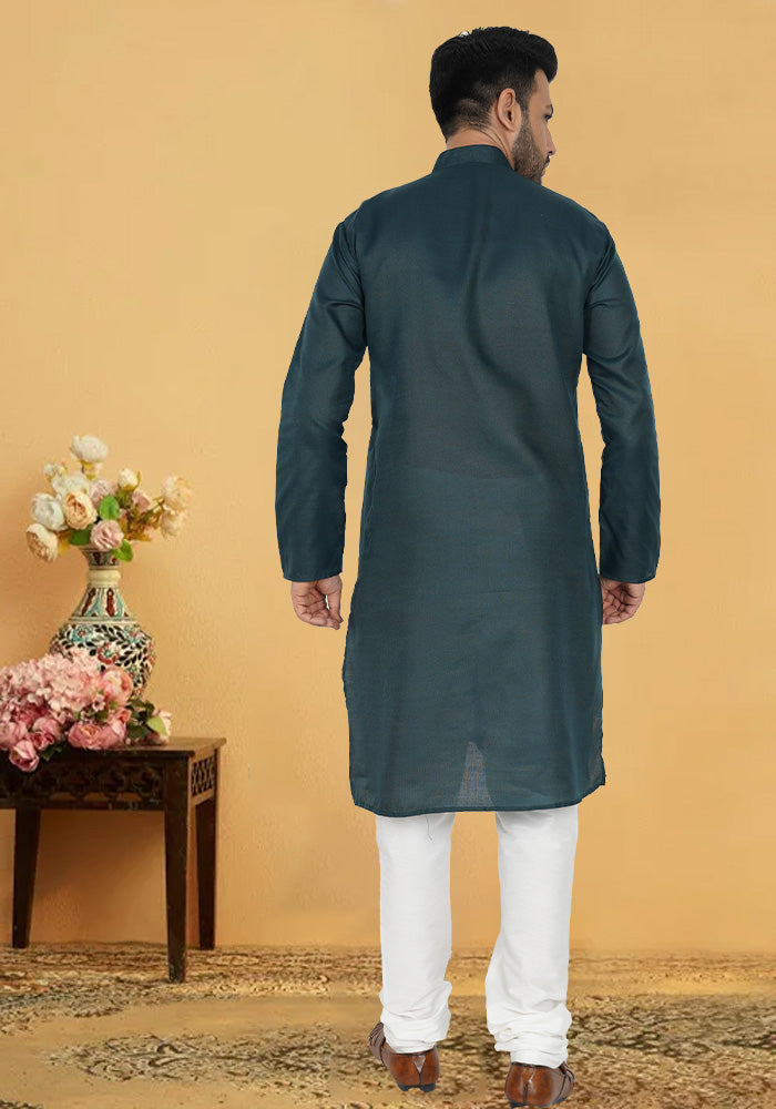 Black Solid Minimalist Cotton Kurta