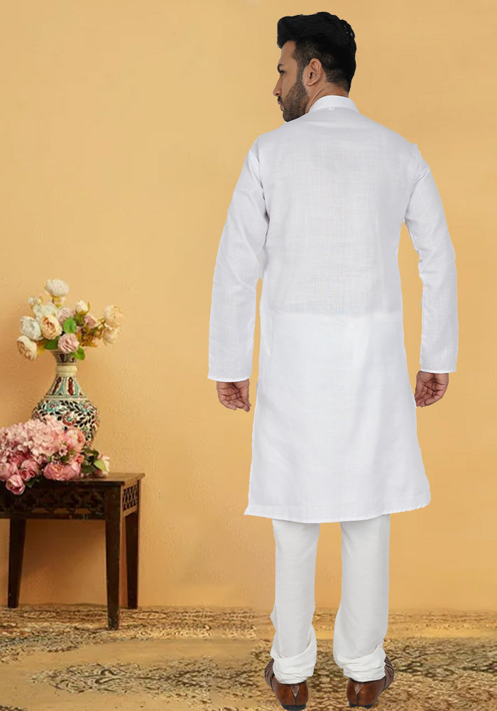 Cotton Blend Pearl White Kurta