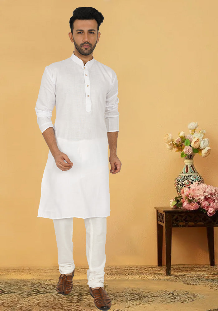 Cotton Blend Pearl White Kurta