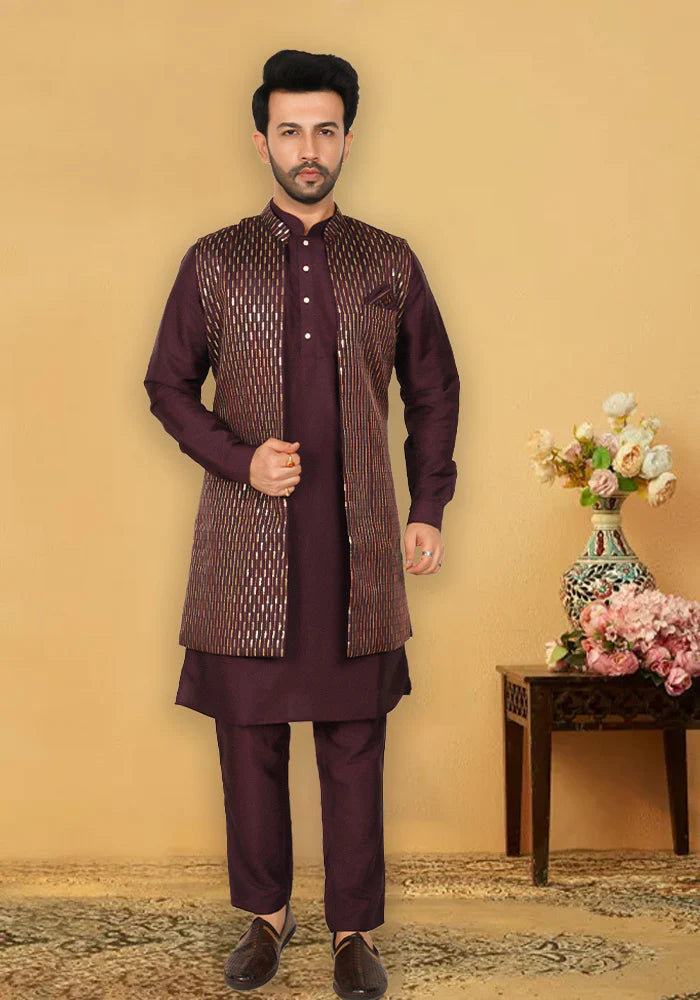 Wine Sherwani